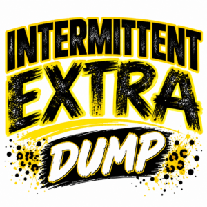 Bold text design featuring "INTERMITTENT EXTRA DUMP" in black and yellow, emphasizing dump trailer functionality.