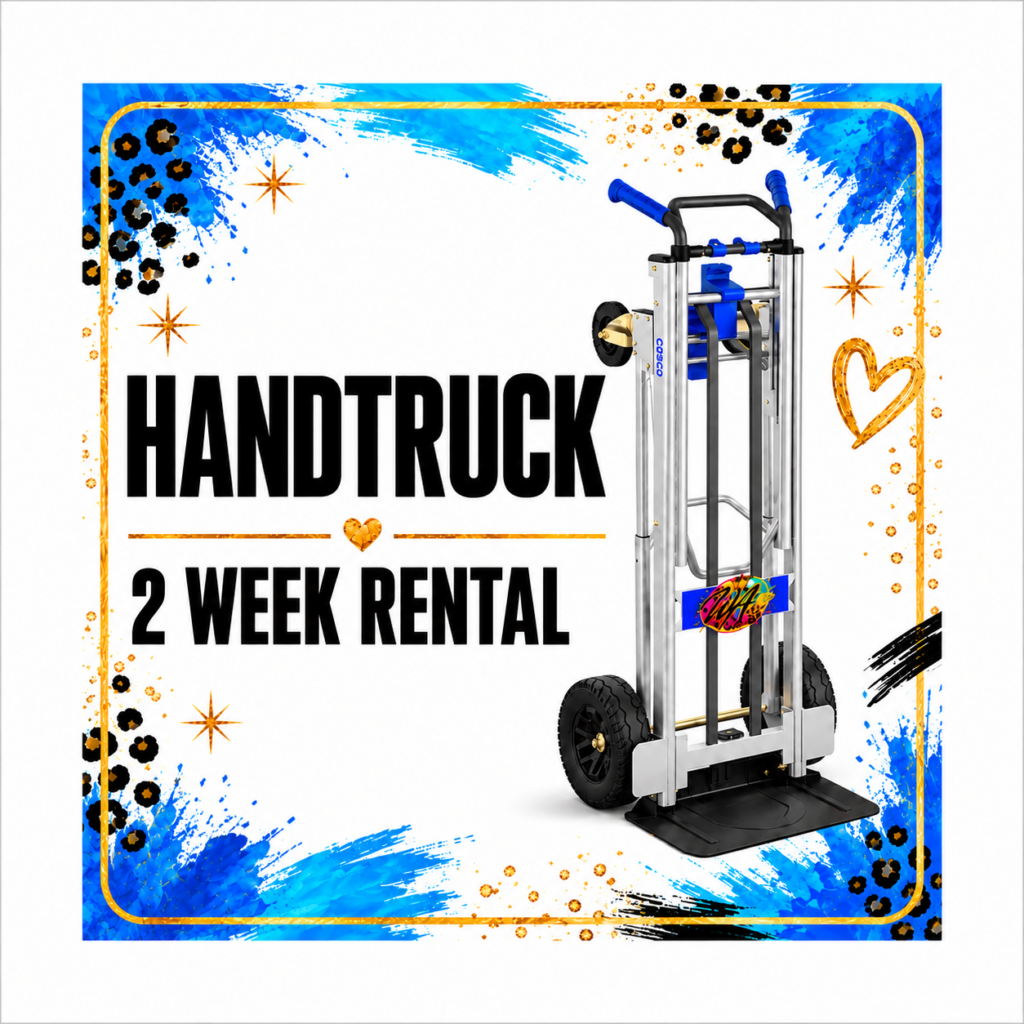 Hand truck available for a two-week rental, ideal for transporting items efficiently.